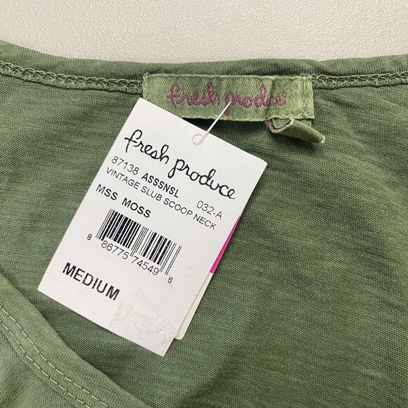 Fresh Produce Top Womens Medium Green Moss Vintage Slub Scoop Neck T Shirt NEW - Picture 9 of 12
